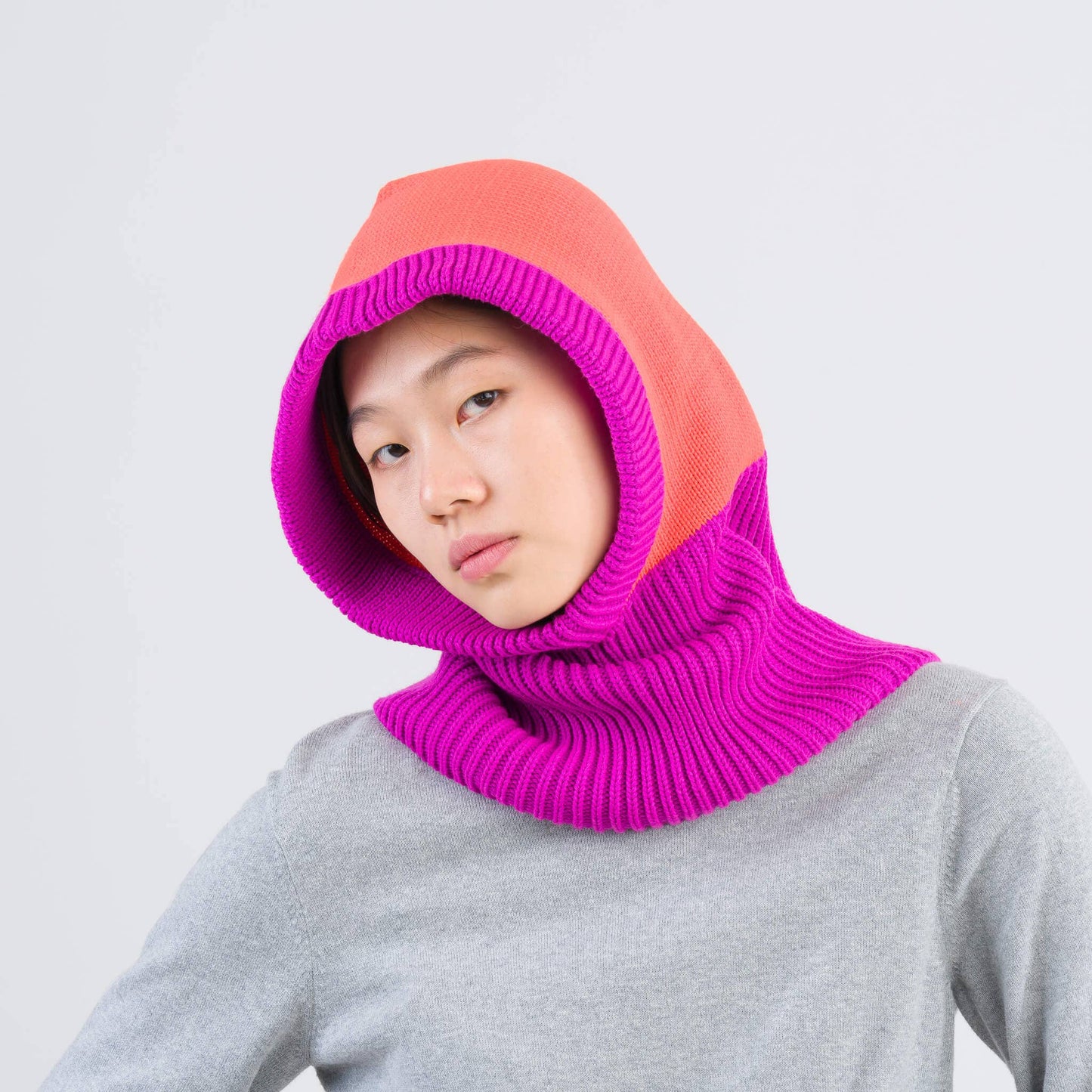 Colorblock Knit Hood