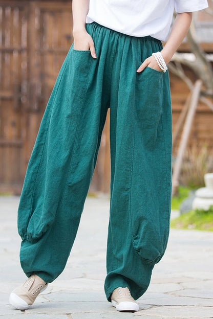 Ramie Balloon Leg Pants