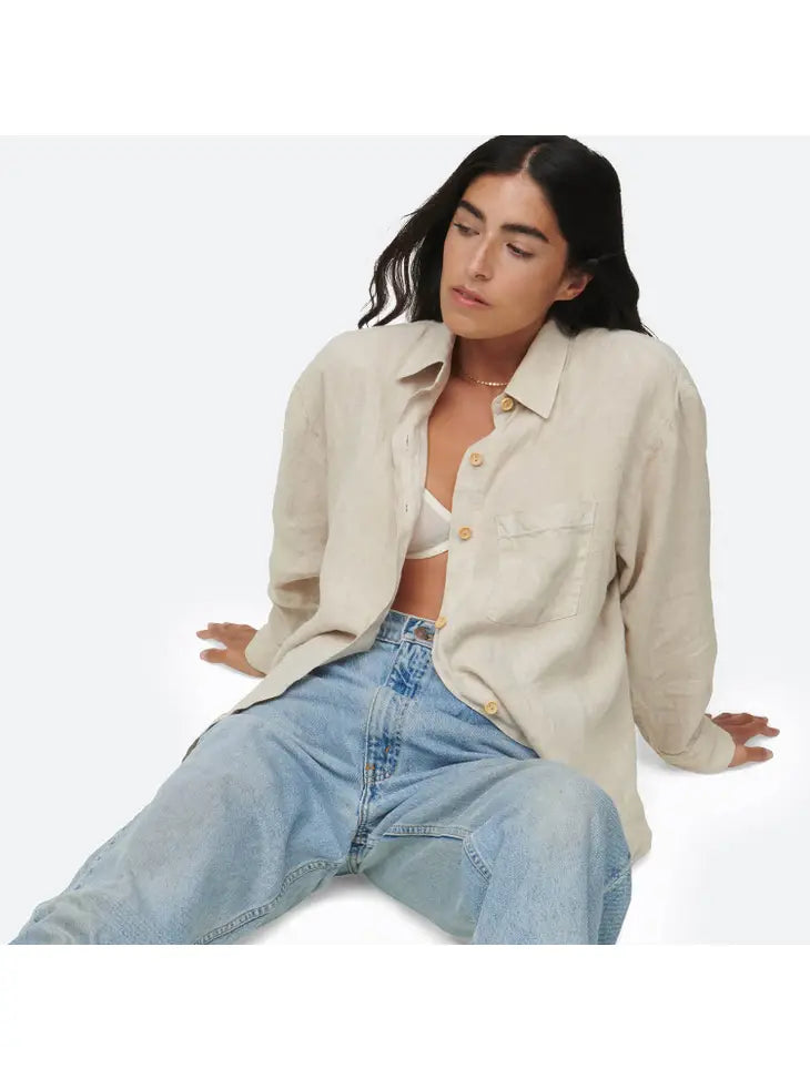 Linen Oversized Long Sleeve Shirt