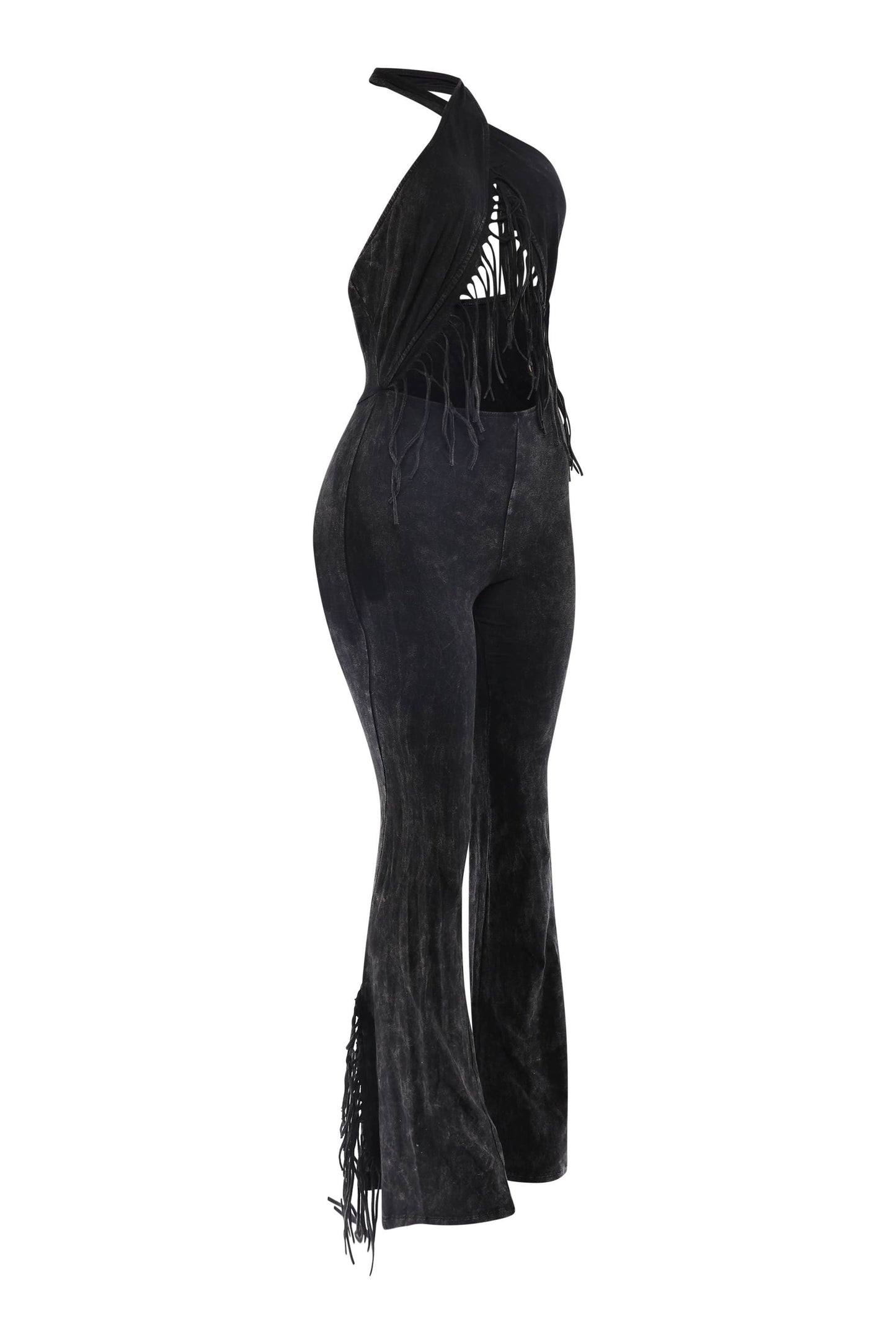 Slutty Pilates Halter Fringe Jumpsuit