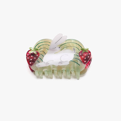 Strawberry Fields White Rabbit Claw Clip