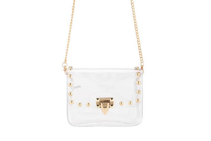 Clear Cross Body Hand Bag With Studs