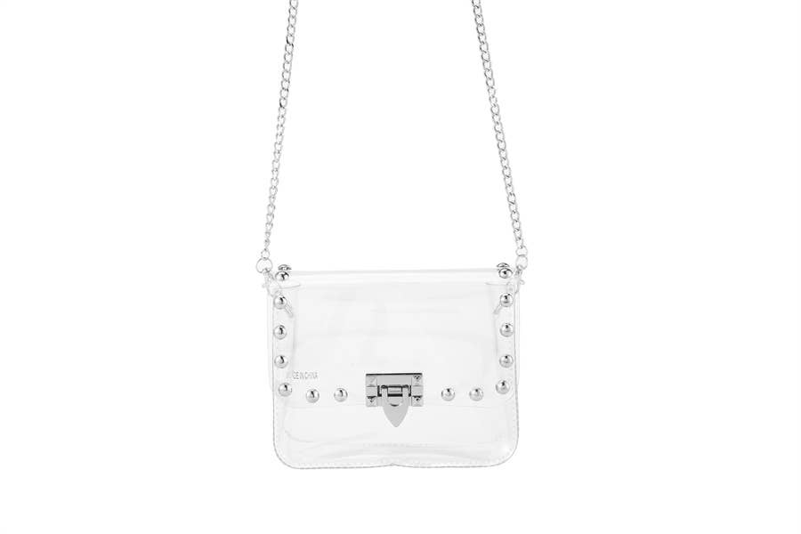 Clear Cross Body Hand Bag With Studs