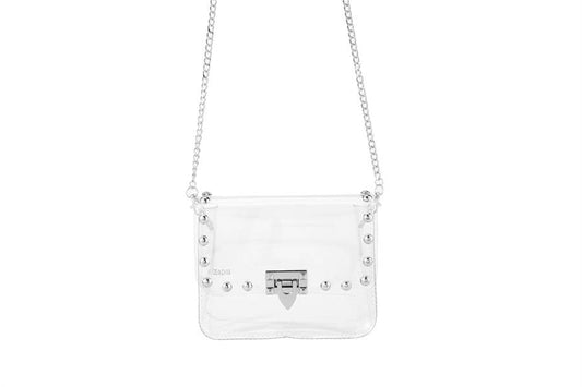 Clear Cross Body Hand Bag With Studs
