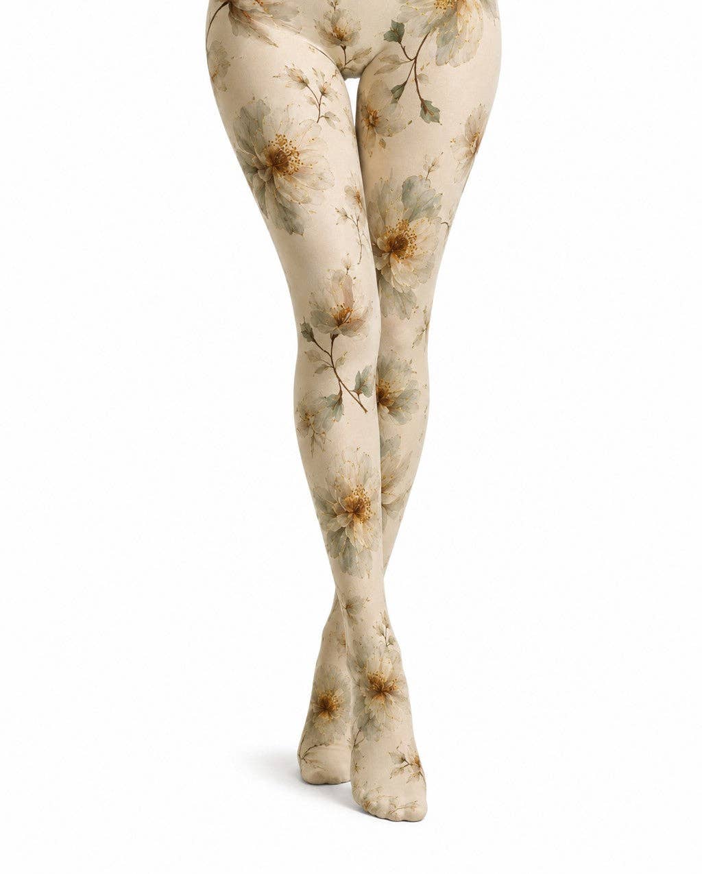 Oriental Floral Printed Tights