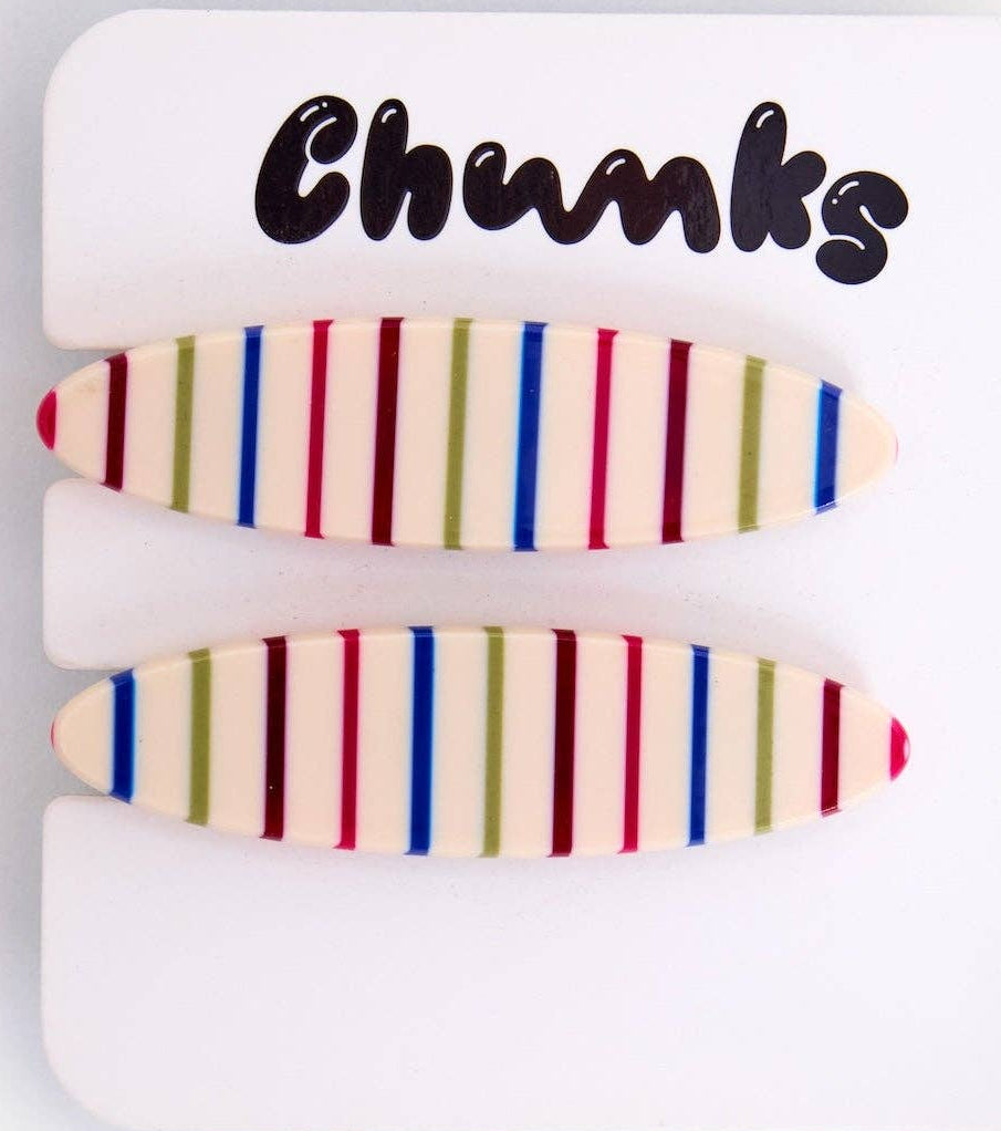 Oval Vanilla Stripe Allie Clips