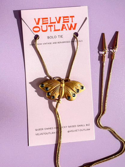 Butterfly Vintage Style Gold Bolo Tie