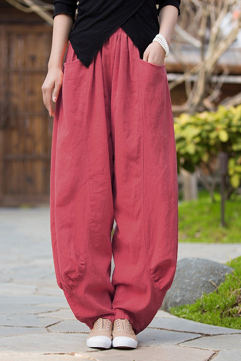 Ramie Balloon Leg Pants