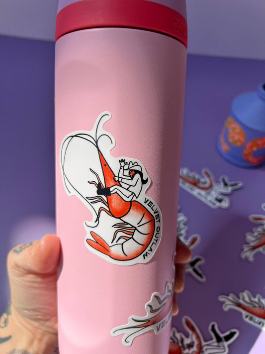 Cowgirl Shrimp Sticker