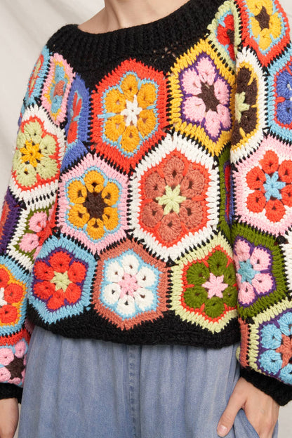 Granny Squared Crochet Sweater
