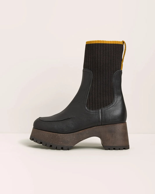 Loma Leather Chelsea Clog Boot with Ribbed Sock