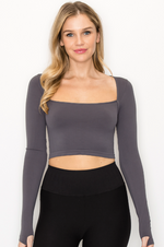 Long Sleeve Square Neck Crop Top