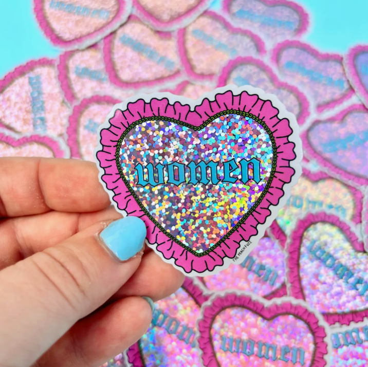 Heart Women Glitter Sticker