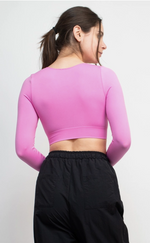 V Neckline Long Sleeve Crop Top