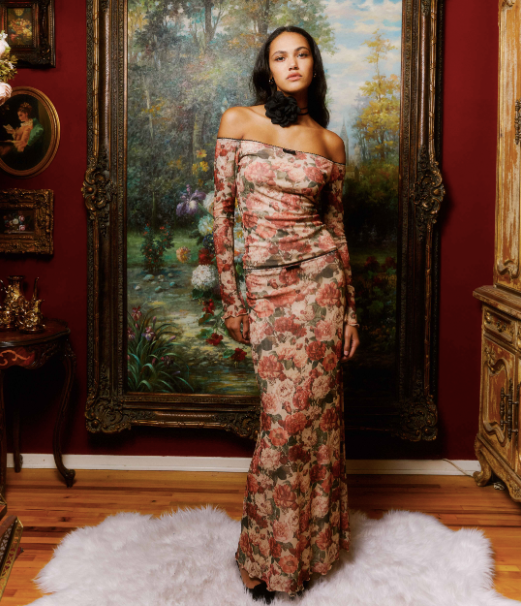 Renaissance Micro Mesh Maxi Skirt