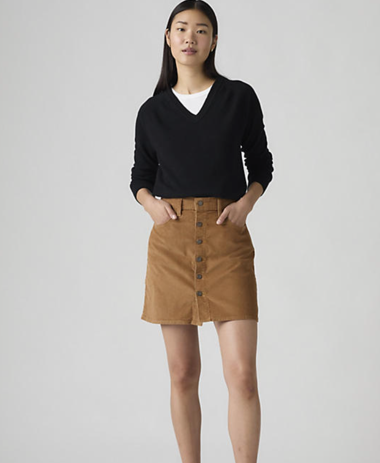 Retro Button Front Skirt