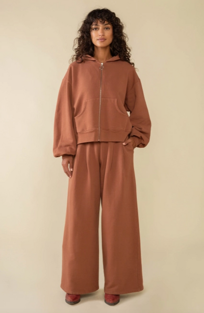 Double Pleat Wide Leg Sweatpants