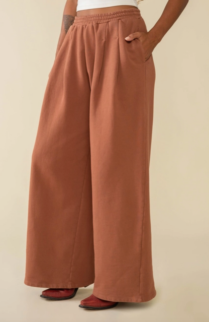 Double Pleat Wide Leg Sweatpants