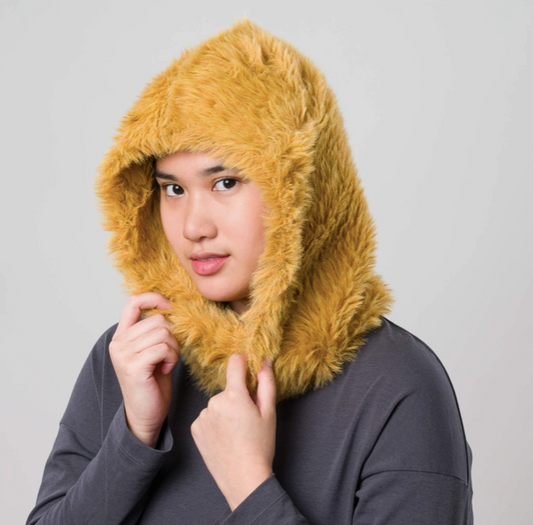 Faux Fur Knit Hood