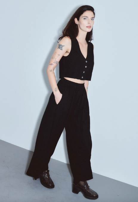 Soft Linen Vest and Wide Leg Pant Set