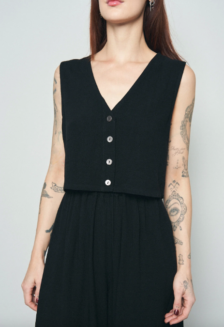 Soft Linen Vest and Wide Leg Pant Set