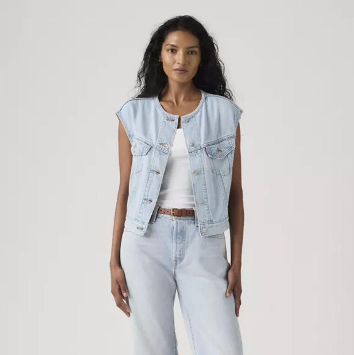 Collarless Shrunken Vest