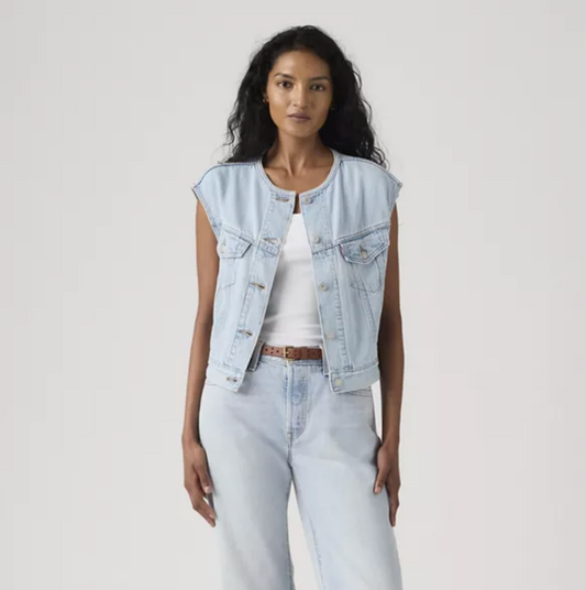 Collarless Shrunken Vest