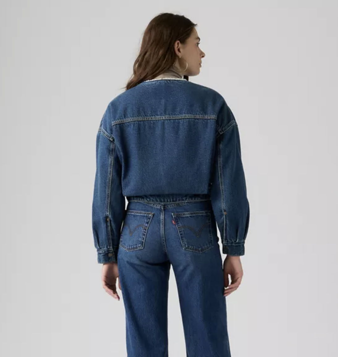 Collarless Crop Sherpa Jacket