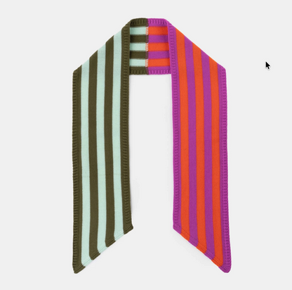 Colorblock Stripe Mini Ribbon Scarf