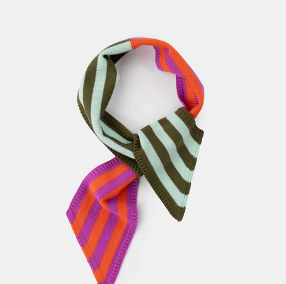 Colorblock Stripe Mini Ribbon Scarf