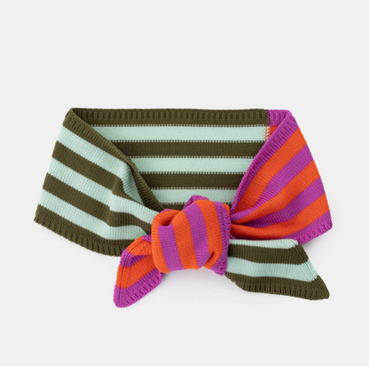 Colorblock Stripe Mini Ribbon Scarf