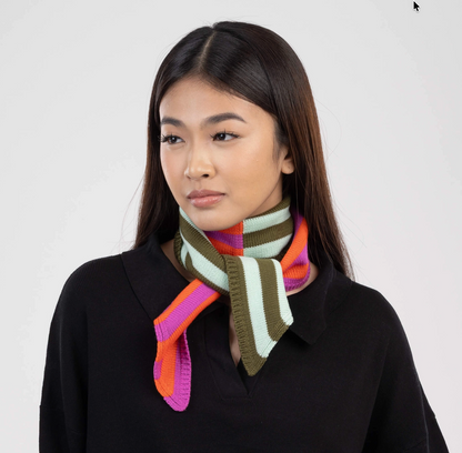 Colorblock Stripe Mini Ribbon Scarf