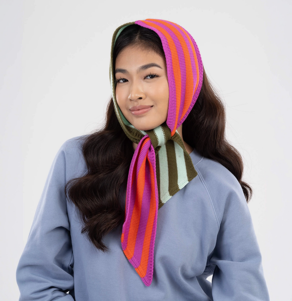 Colorblock Stripe Mini Ribbon Scarf