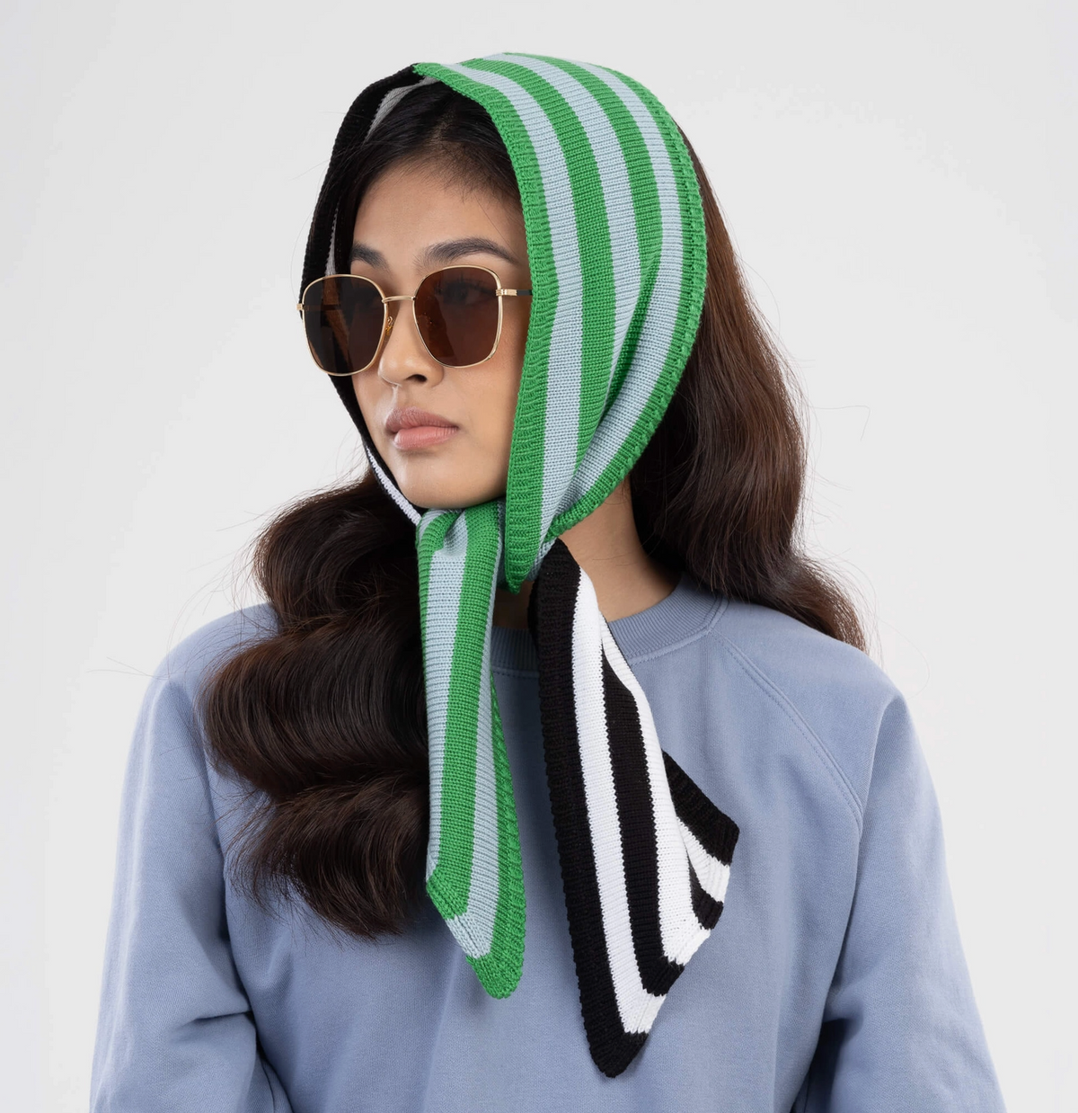 Colorblock Stripe Mini Ribbon Scarf