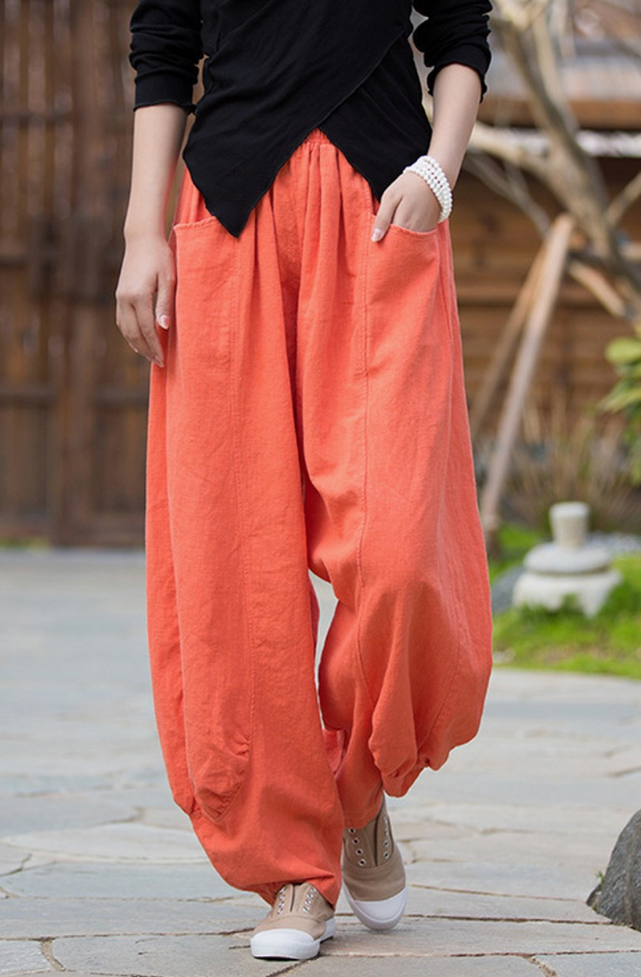Ramie Balloon Leg Pants