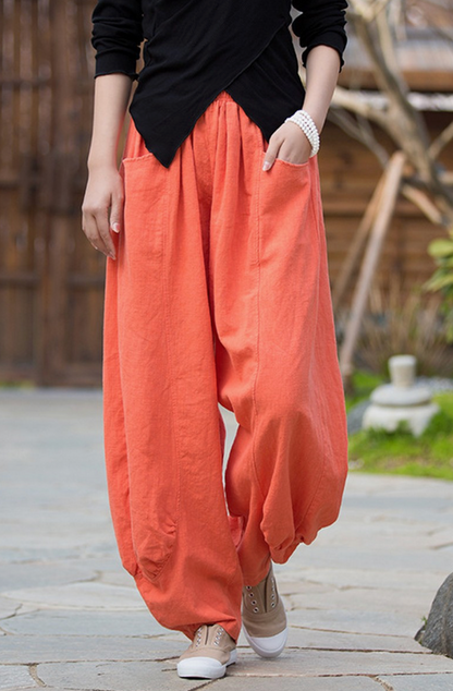 Ramie Balloon Leg Pants