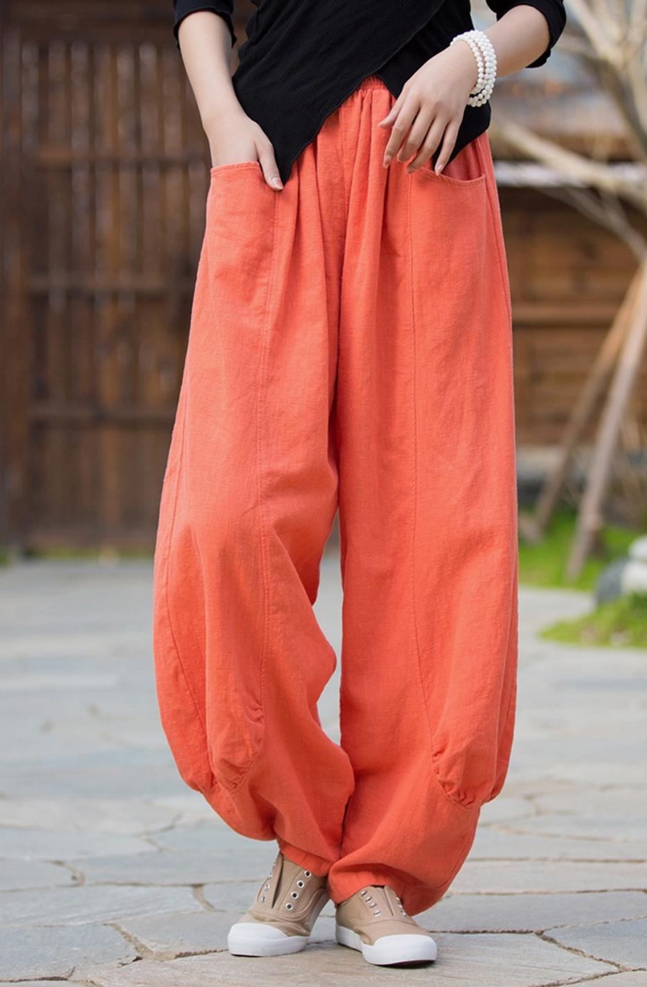 Ramie Balloon Leg Pants