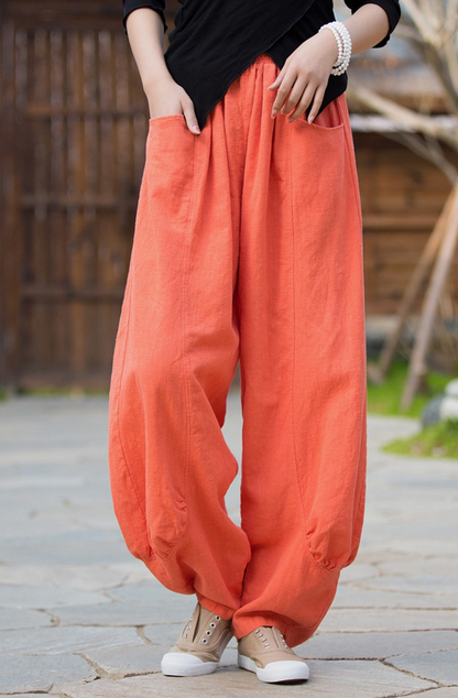 Ramie Balloon Leg Pants