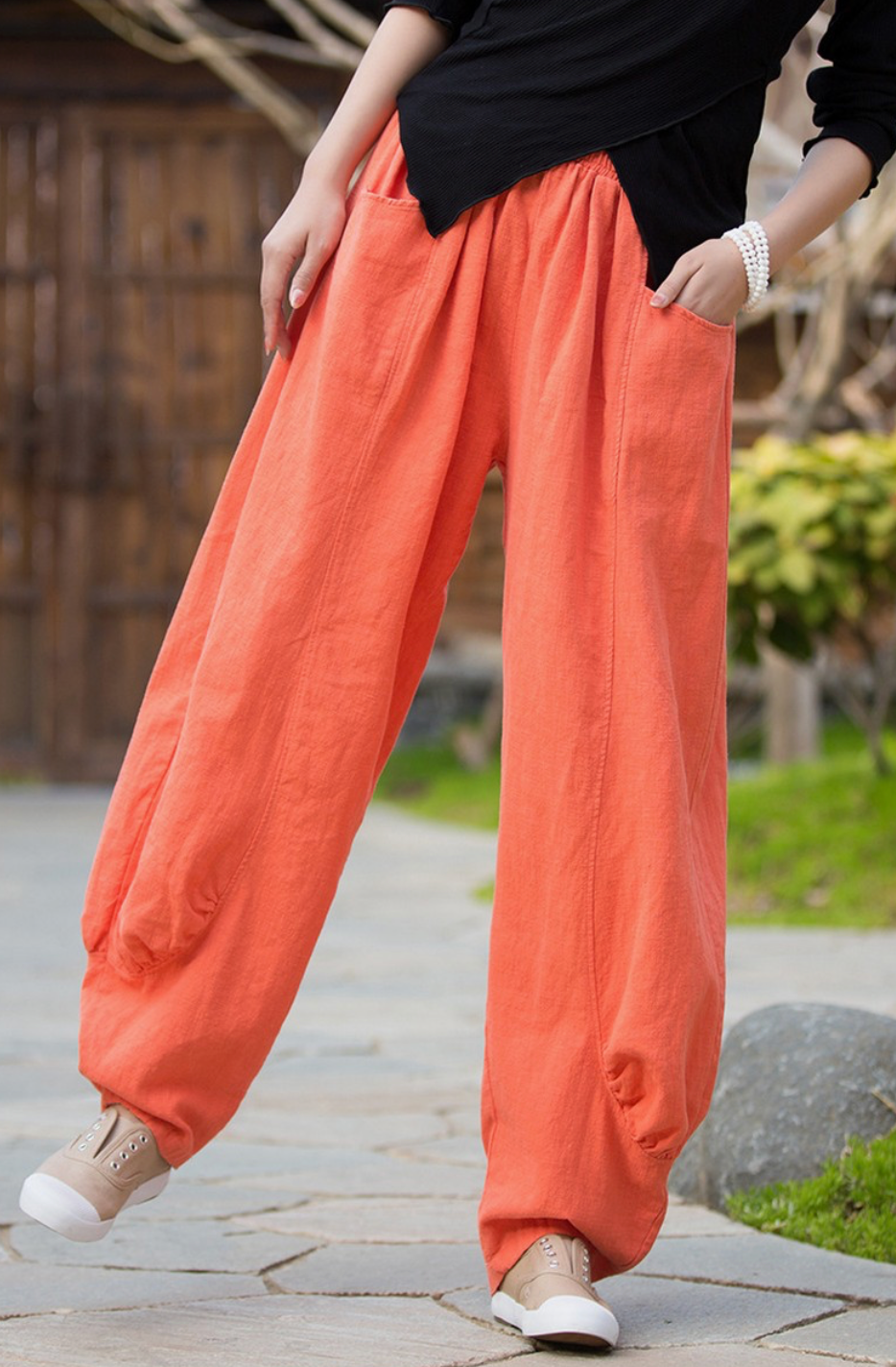 Ramie Balloon Leg Pants
