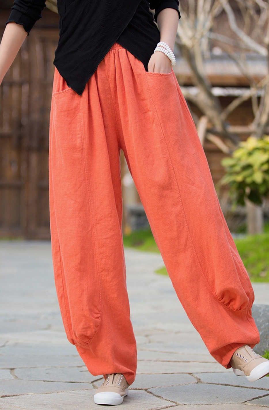 Ramie Balloon Leg Pants