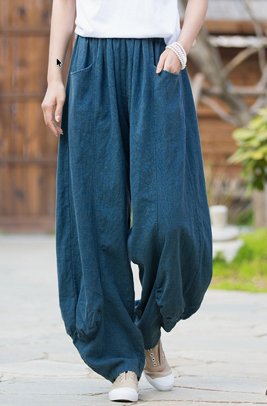 Ramie Balloon Leg Pants