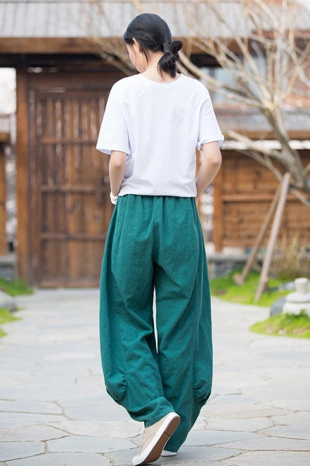 Ramie Balloon Leg Pants