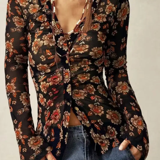 Goth Garden Ruched Top