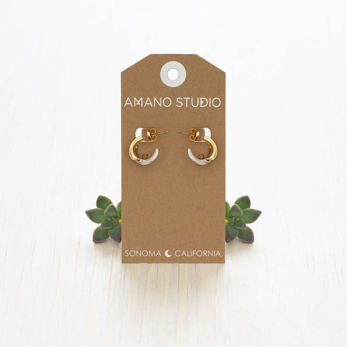 Mixed Metal Gota Huggie Hoop Earrings