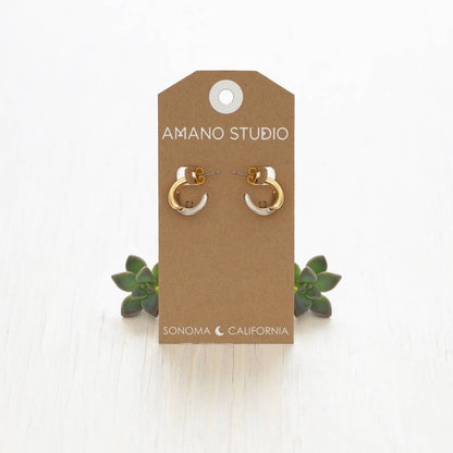 Mixed Metal Gota Huggie Hoop Earrings
