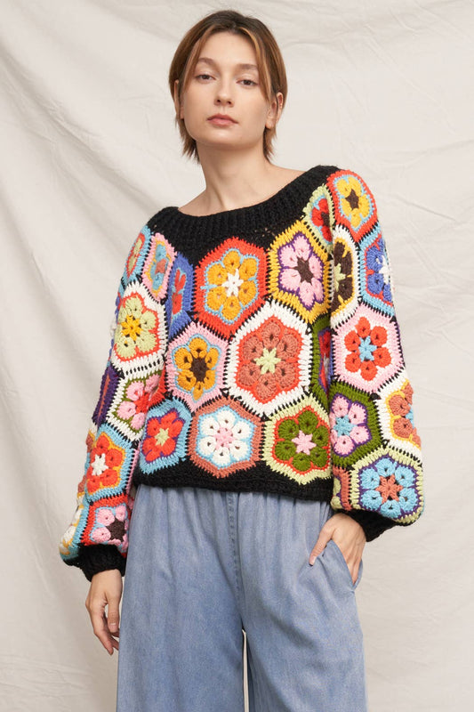 Granny Squared Crochet Sweater