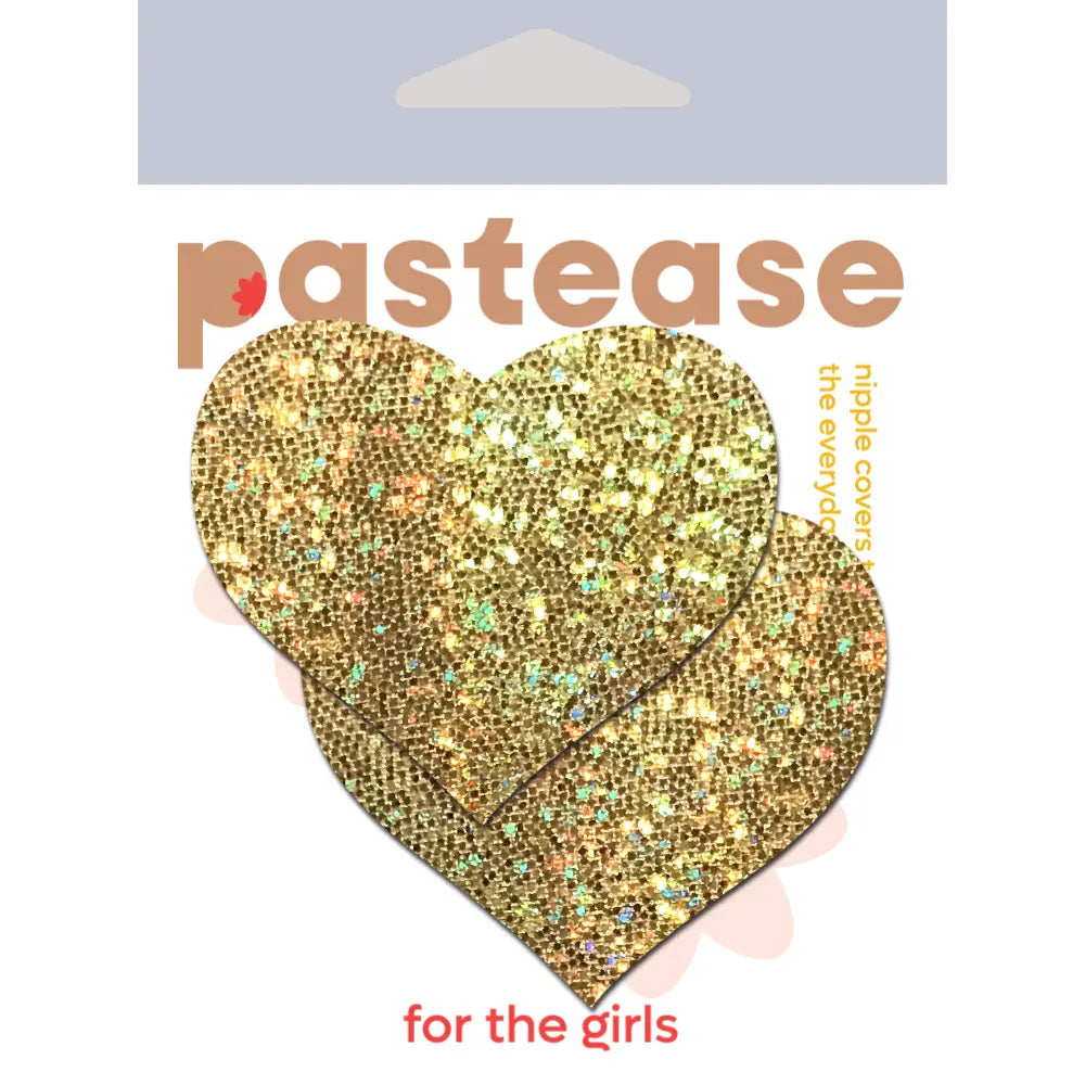 Gold Glittering Heart Nipple Pasties