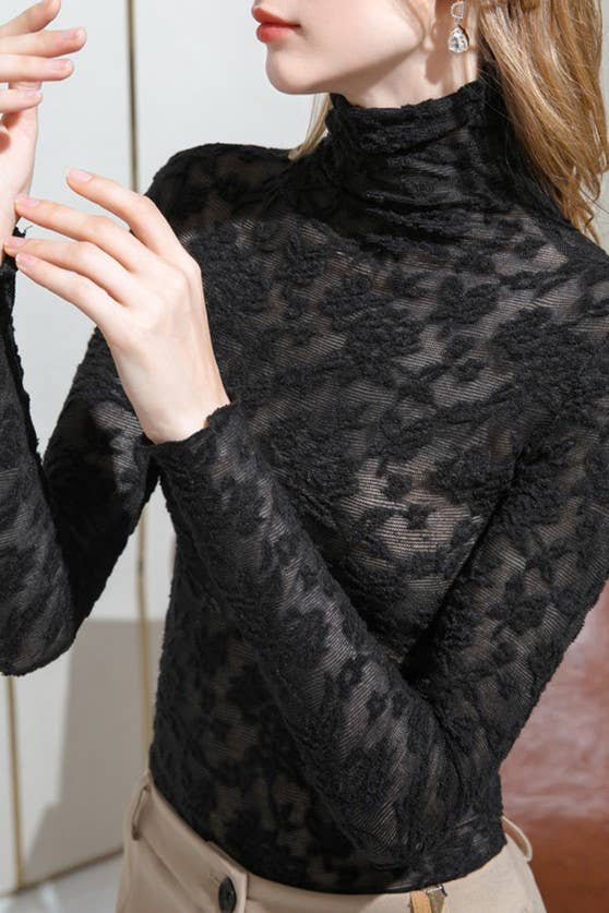 Layered in Lace Turtleneck Top