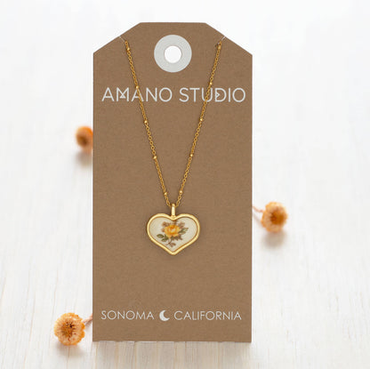 Vintage Porcelain Heart Necklace