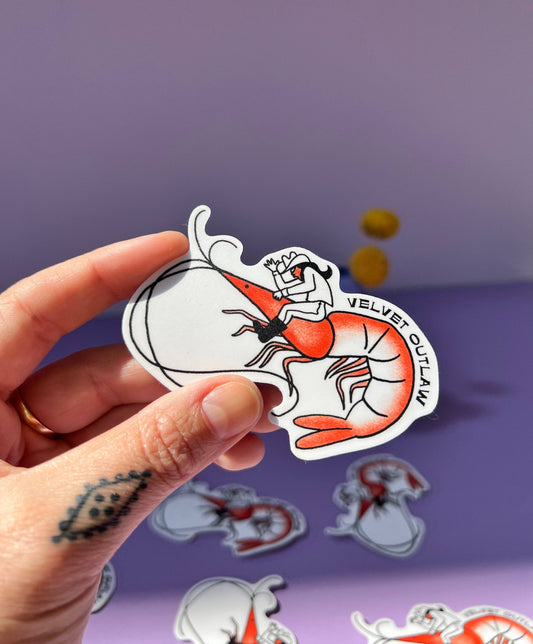 Cowgirl Shrimp Sticker